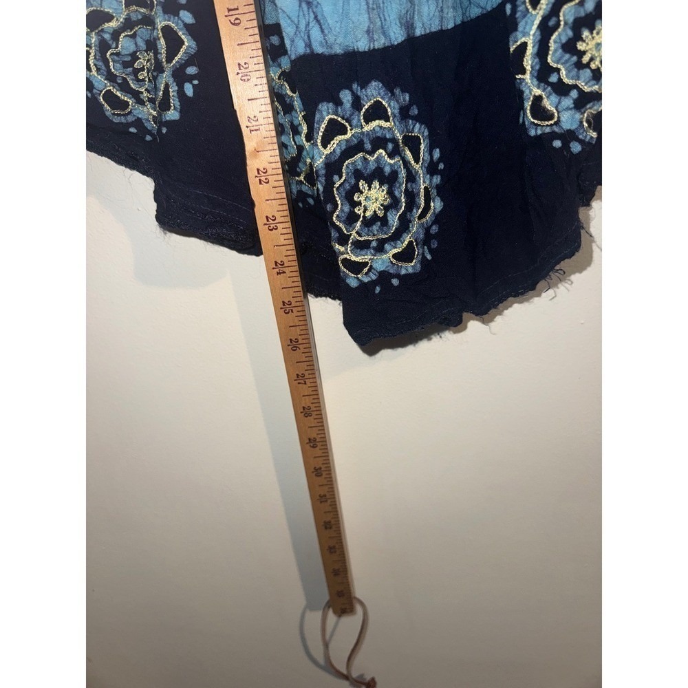 Kirat Blue Batik Floral Embroidered Rayon Poncho Top One Size Boho Tie Dye READ - Picture 6 of 7